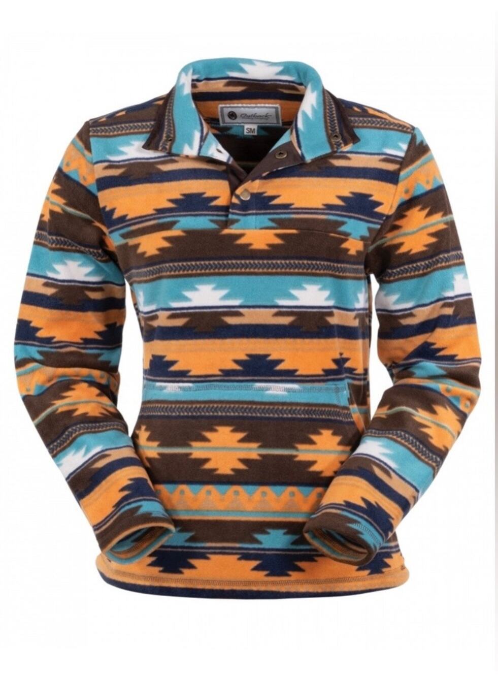 Outback Trading Co Sedona Soft Fleece Henley Pullover Women's Large Southwest
